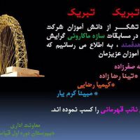 نائب قهرمانی مسابقات سازه ماکارونی توسط دانش آموزان قیاس